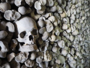 Femurs and skull at St Leonard's Church Crypt