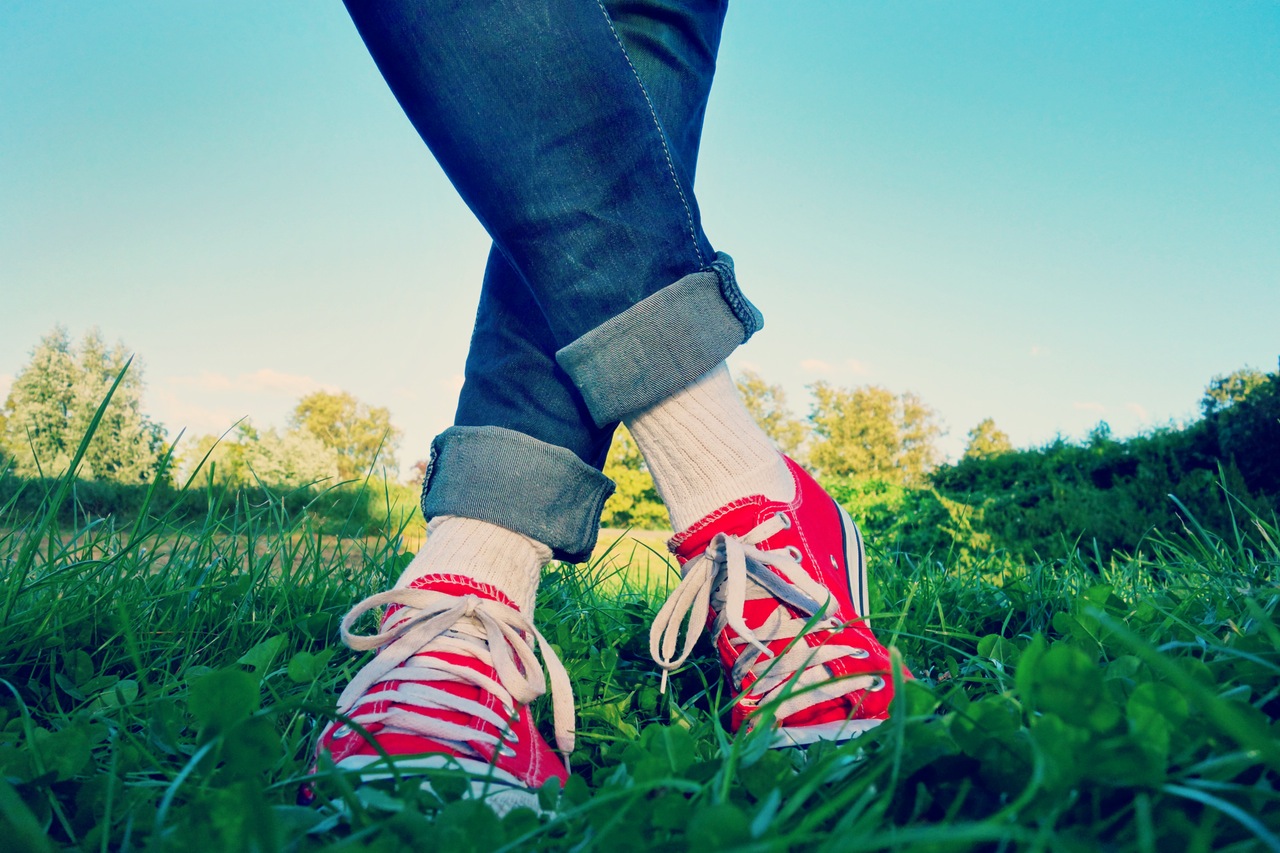 red trainers white laces