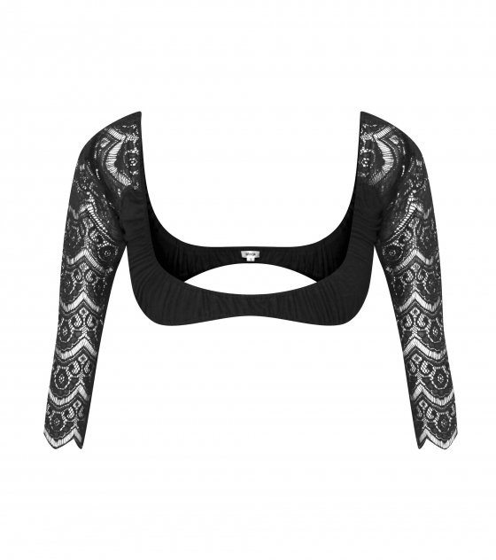 Stretch Lace Wingz 3/4 Length Sleeve Black