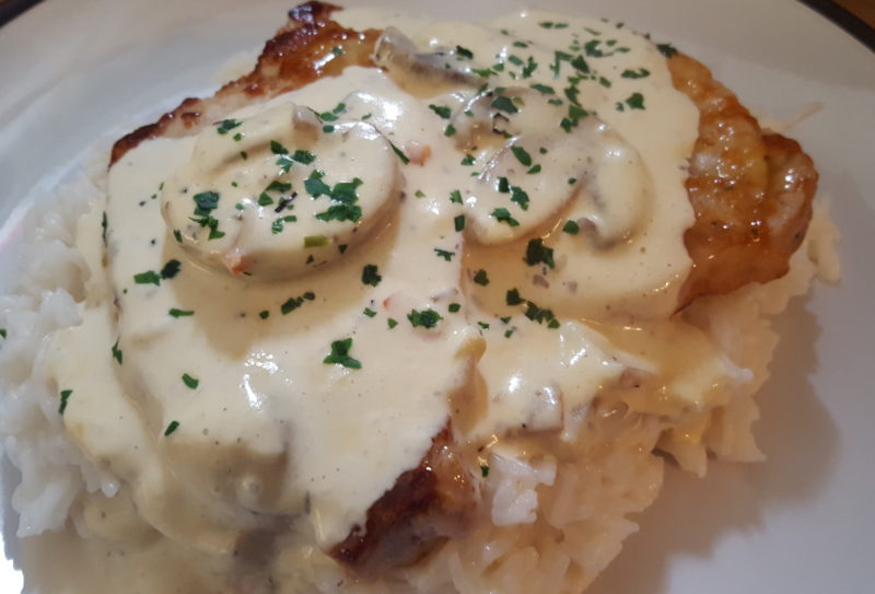 pork loin steak with mushroom sauce